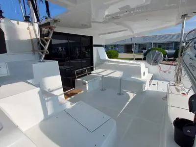 Deck of Madre Perla, a Lagoon 42 catamaran at Sukošan, Croatia
