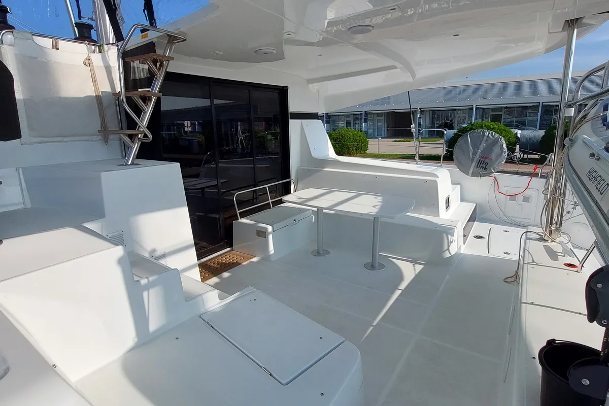Deck of Madre Perla, a Lagoon 42 catamaran at Sukošan, Croatia