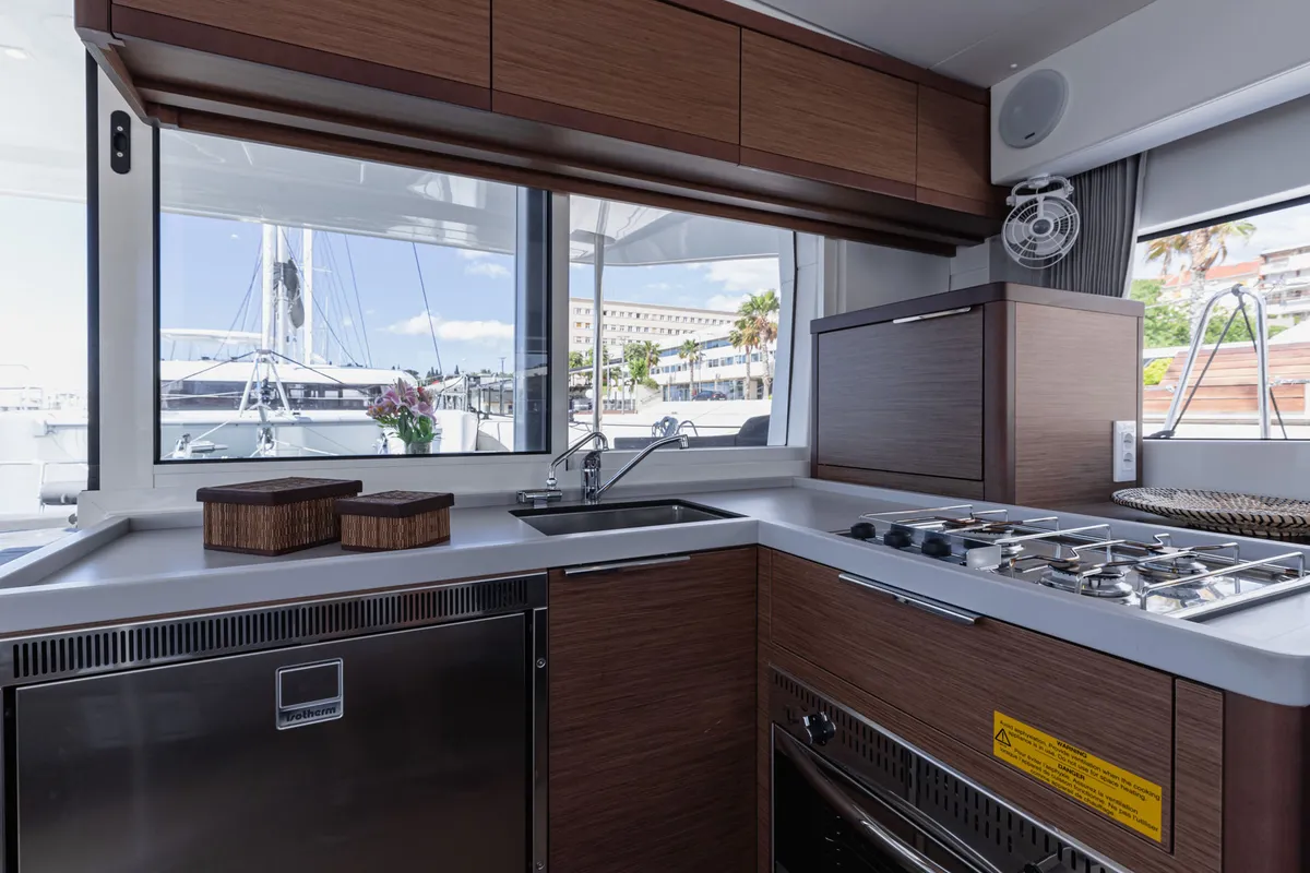 Galley of Sailor Moon, a Lagoon 40 catamaran at Dubrovnik, Croatia