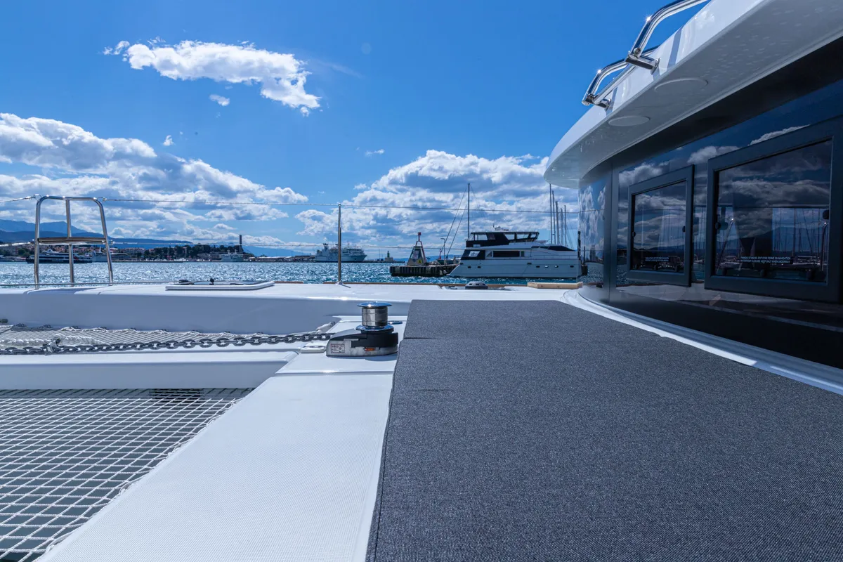 Deck of Sailor Moon, a Lagoon 40 catamaran at Dubrovnik, Croatia
