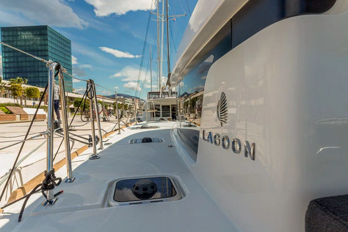 Deck of Sailor Moon, a Lagoon 40 catamaran at Dubrovnik, Croatia