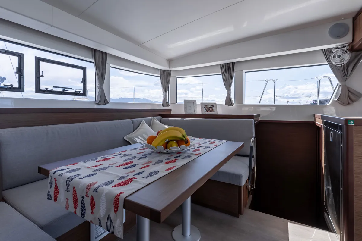 Salon of Sailor Moon, a Lagoon 40 catamaran at Dubrovnik, Croatia