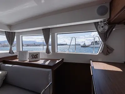 Salon of Sailor Moon, a Lagoon 40 catamaran at Dubrovnik, Croatia