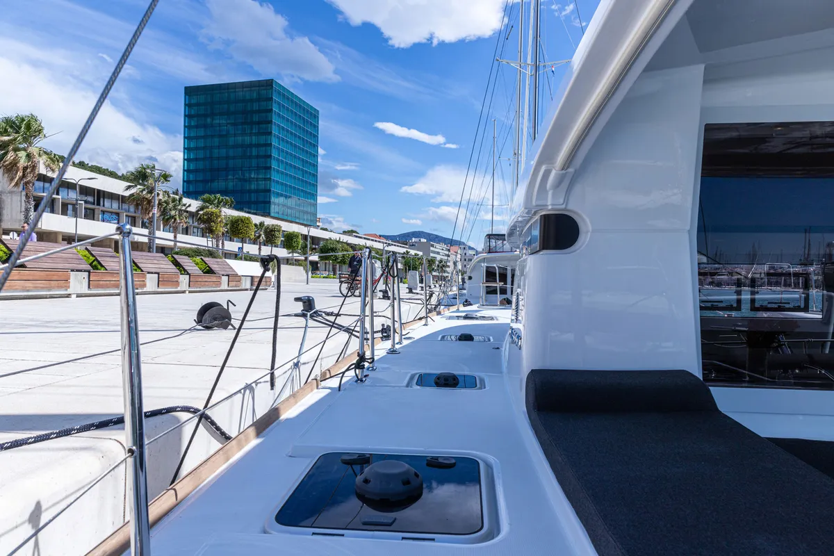 Deck of Sailor Moon, a Lagoon 40 catamaran at Dubrovnik, Croatia