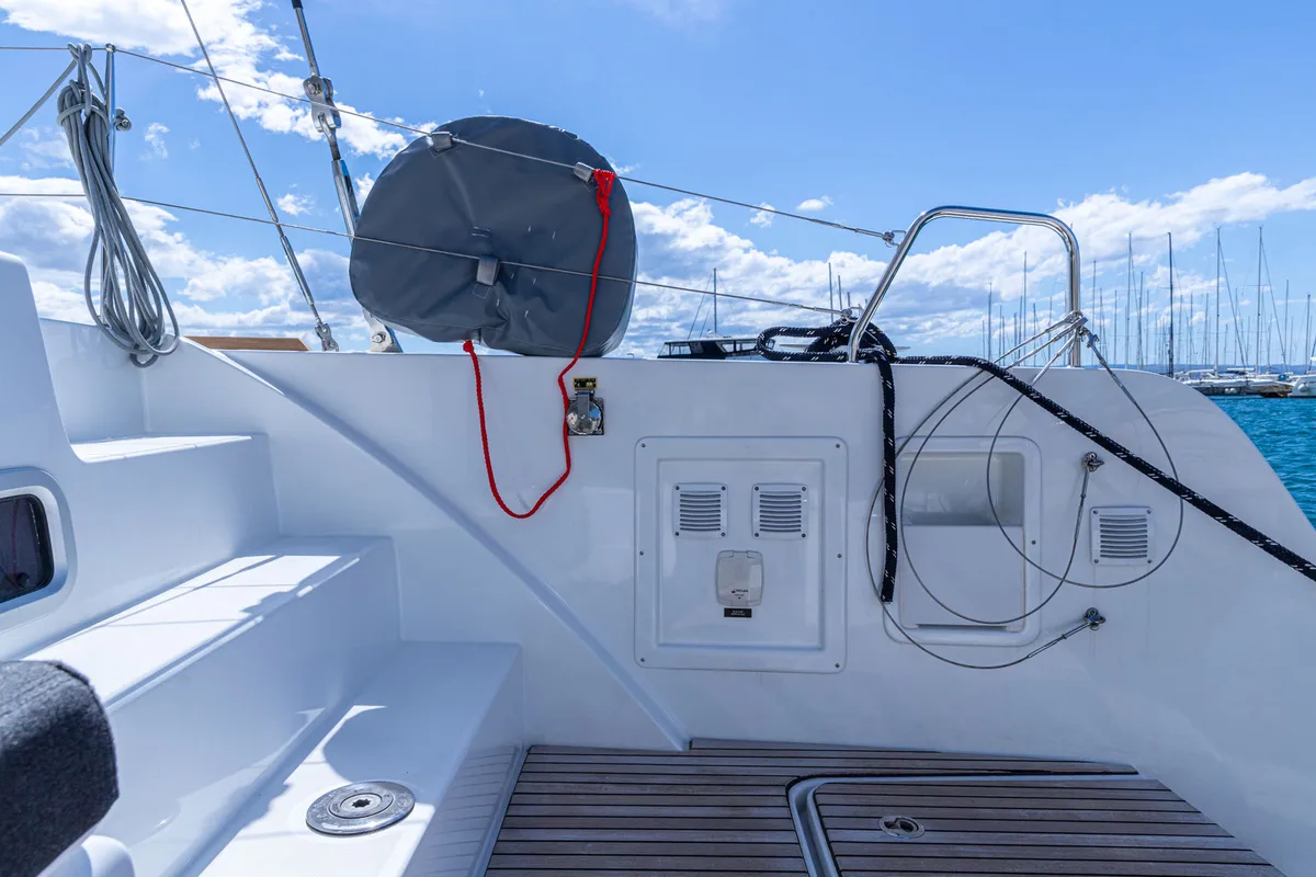 Deck of Sailor Moon, a Lagoon 40 catamaran at Dubrovnik, Croatia