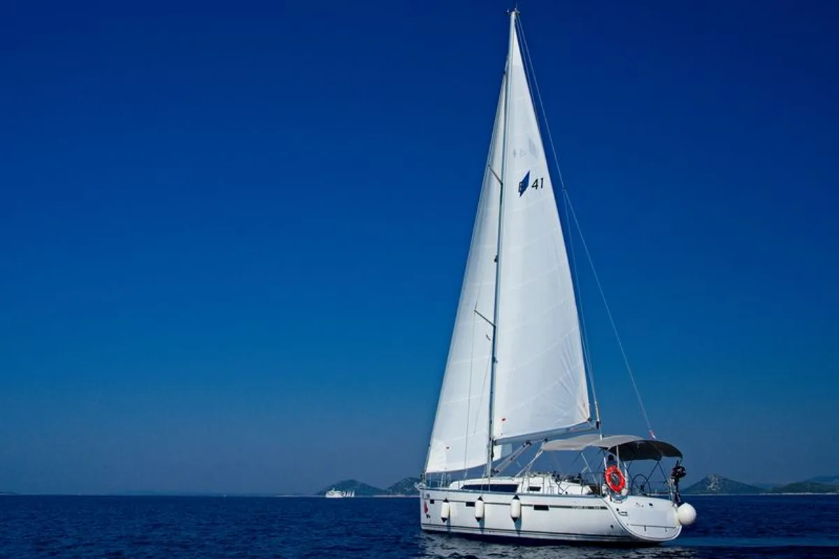 Exterior view of MH 67, a Bavaria Cruiser 41 sailboat at Murter, Croatia