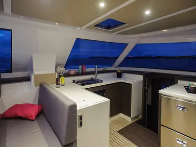 Galley of Krazadeen, a Nautitech 40 Open - 4 cab. catamaran at Ajaccio, France