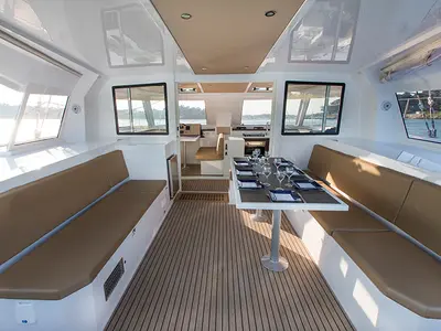 Salon of Krazadeen, a Nautitech 40 Open - 4 cab. catamaran at Ajaccio, France