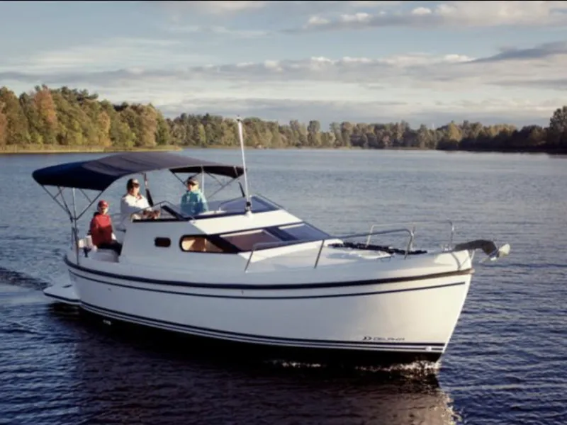 Exterior view of Gota 2, a Delphia Nano motorboat at Motala, Sweden