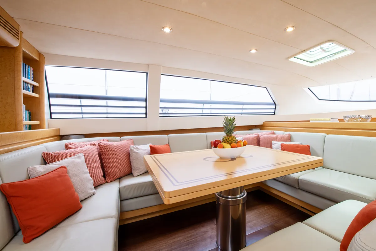 Salon of Lady 8, a CNB Bordeaux 95 sailboat at Svolvær, Norway
