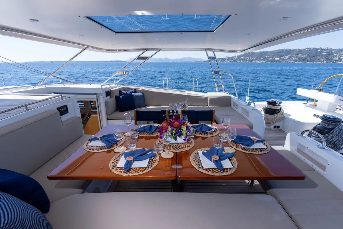 Deck of Lady 8, a CNB Bordeaux 95 sailboat at Svolvær, Norway