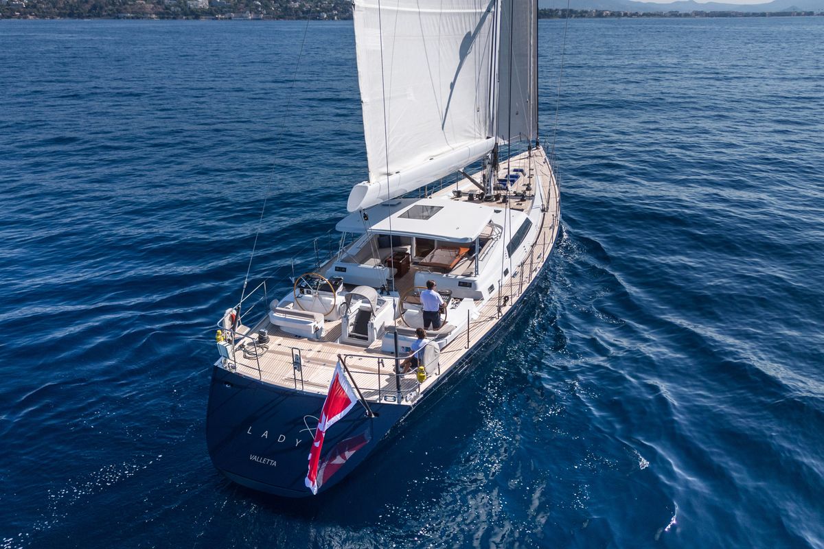 Exterior view of Lady 8, a CNB Bordeaux 95 sailboat at Svolvær, Norway
