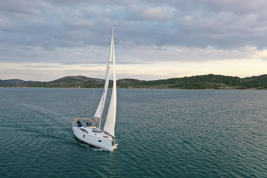 Exterior view of Kristi, a Elan Impression 45.1 sailboat at Pirovac, Croatia