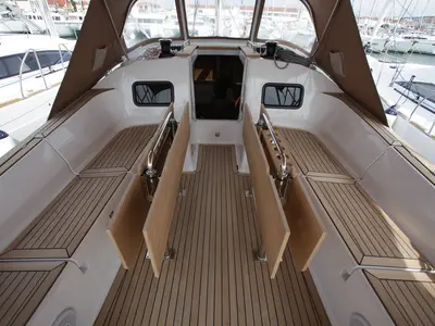 Deck of Kristi, a Elan Impression 45.1 sailboat at Pirovac, Croatia