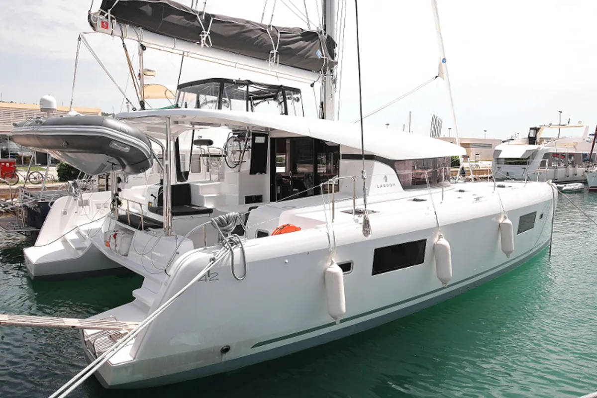 Exterior view of MASTERPIECE, a Lagoon 42 catamaran at Općina Sukošan, Croatia