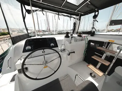 Cockpit of MASTERPIECE, a Lagoon 42 catamaran at Općina Sukošan, Croatia