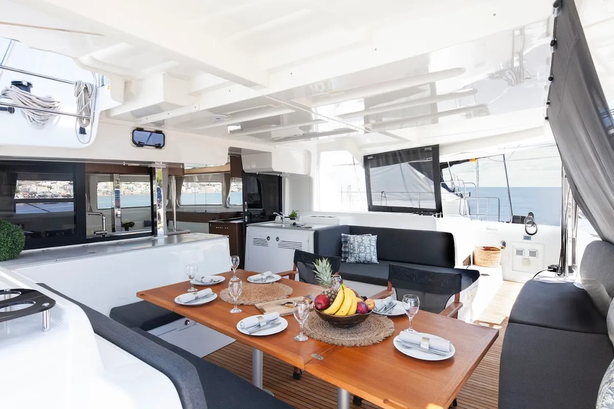 Deck of Zen - Green Wave, a Lagoon 46 catamaran at Athens, Greece