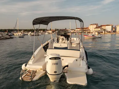 Deck of Andromeda, a Gulet Orizzonti Andromeda motorboat at Valbandon, Croatia