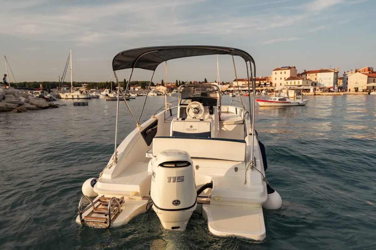 Deck of Andromeda, a Gulet Orizzonti Andromeda motorboat at Valbandon, Croatia
