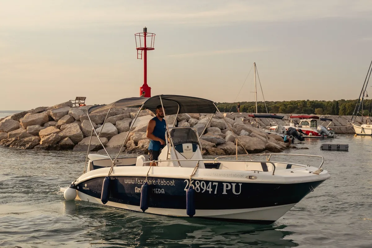 Exterior view of Andromeda, a Gulet Orizzonti Andromeda motorboat at Valbandon, Croatia