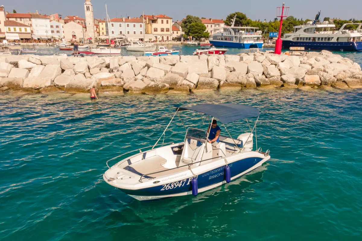 Exterior view of Andromeda, a Gulet Orizzonti Andromeda motorboat at Valbandon, Croatia