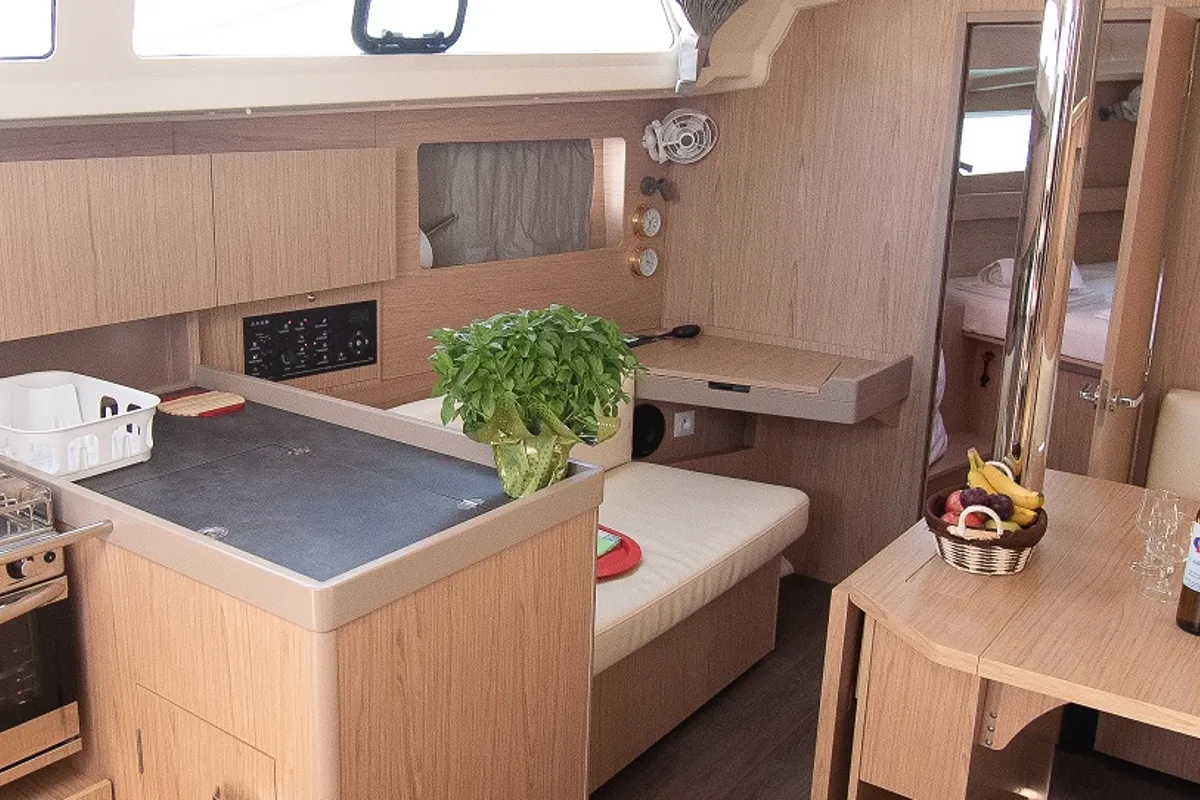 Salon of Aginor, a Beneteau Oceanis 41.1 sailboat at Municipal Unit of Nea Peramos, Greece