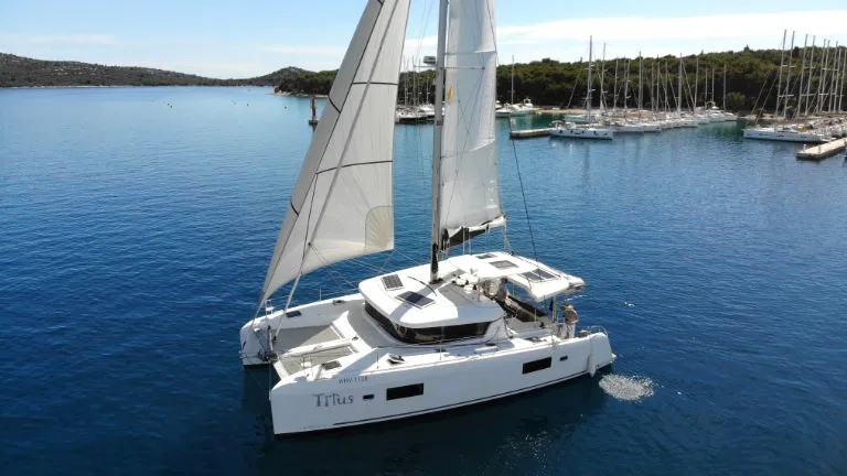 Exterior view of Titus, a Lagoon 42 OW catamaran at Općina Rogoznica, Croatia