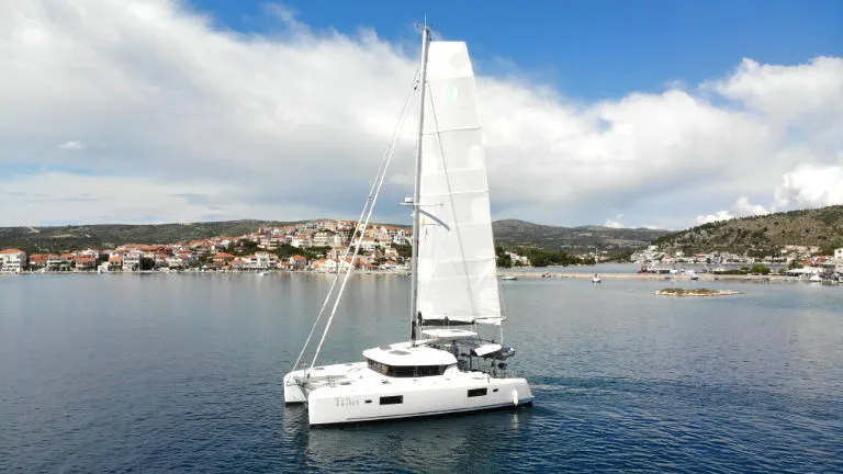 Exterior view of Titus, a Lagoon 42 OW catamaran at Općina Rogoznica, Croatia