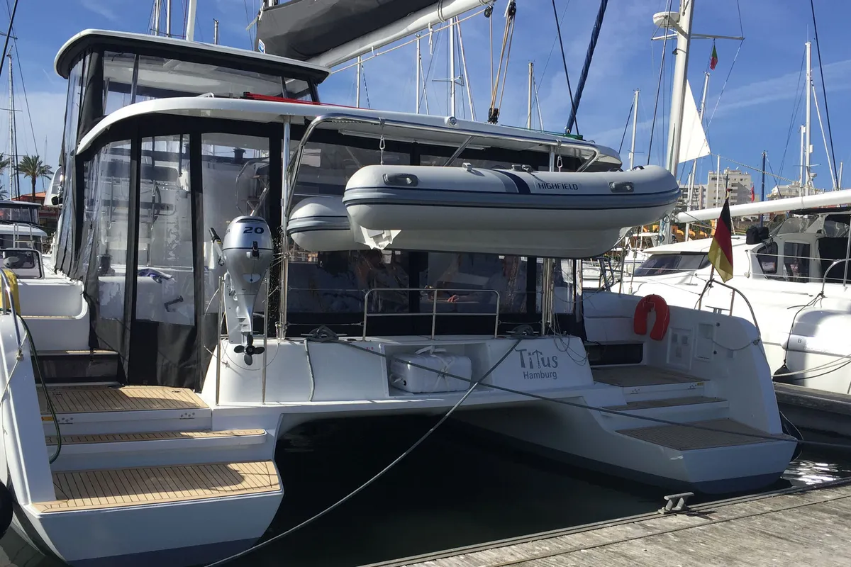 Exterior view of Titus, a Lagoon 42 OW catamaran at Općina Rogoznica, Croatia