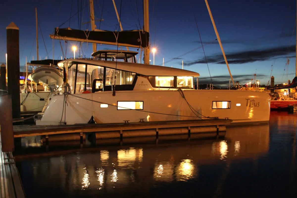Exterior view of Titus, a Lagoon 42 OW catamaran at Općina Rogoznica, Croatia