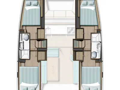 Floor plan of Ore et Philippe, a Bali Catsmart catamaran at Plan-d'Aups-Sainte-Baume, France
