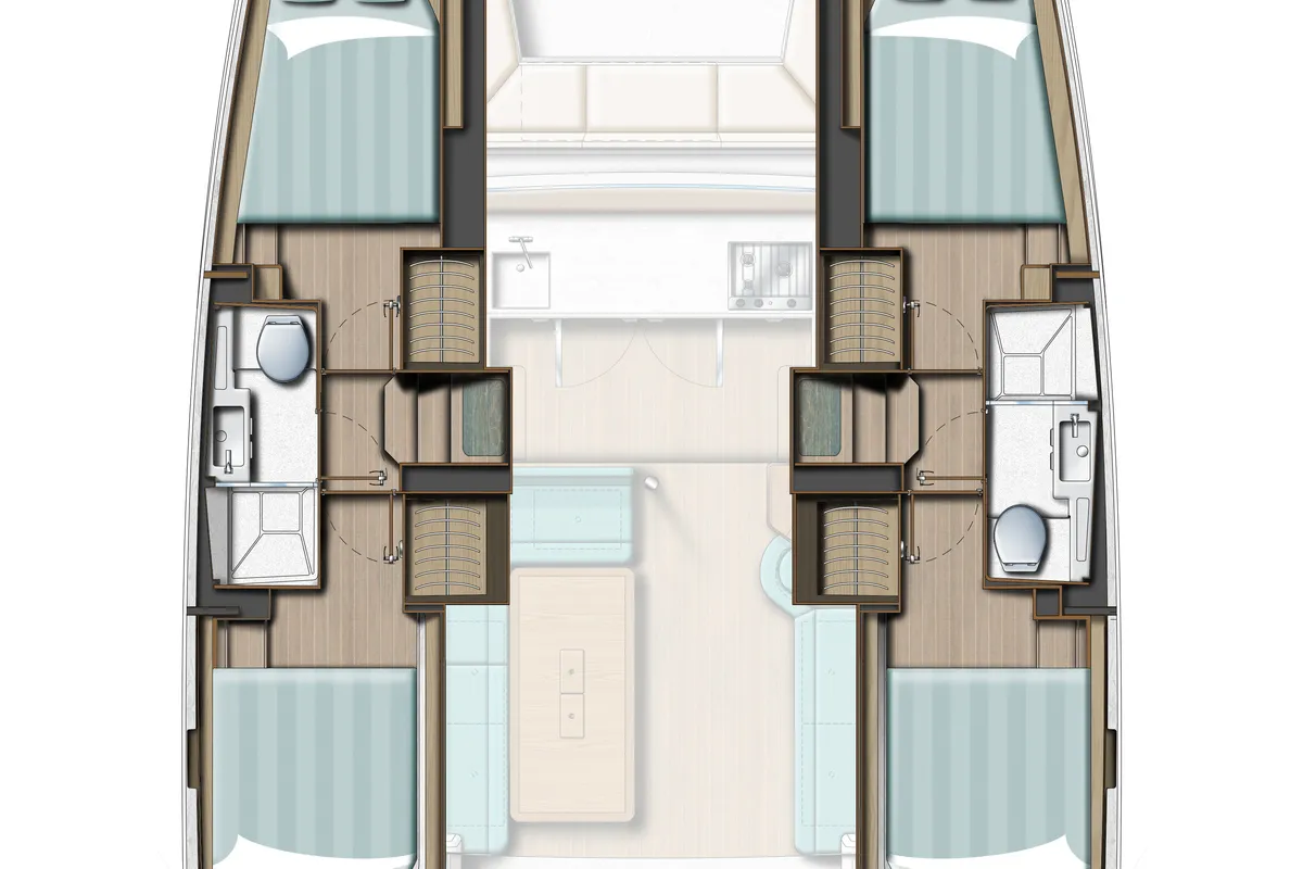 Floor plan of Ore et Philippe, a Bali Catsmart catamaran at Plan-d'Aups-Sainte-Baume, France