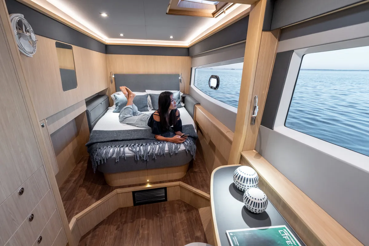 Cabin on Big Joy, a Aquila 42 Yacht catamaran at Cannigione, Italy