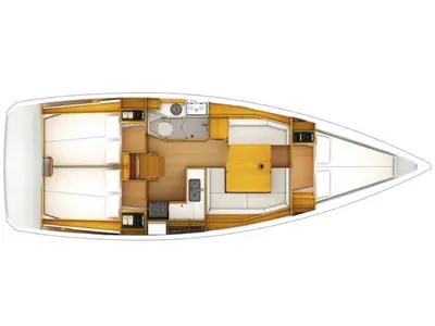 Floor plan of AF-SO379, a Jeanneau Sun Odyssey 379 sailboat at Municipal Unit of Lefkada, Greece