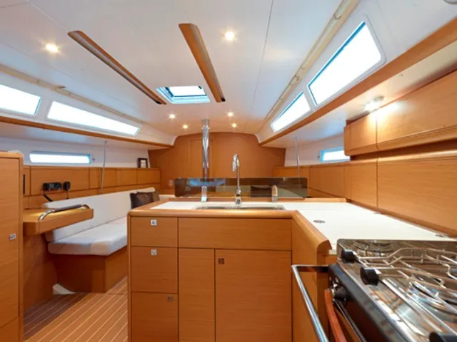 Galley of AF-SO379, a Jeanneau Sun Odyssey 379 sailboat at Municipal Unit of Lefkada, Greece