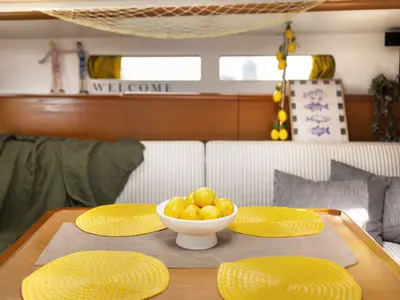 Cabin on Lemon, a Jeanneau Sun Odyssey 469 sailboat at Preveza, Greece