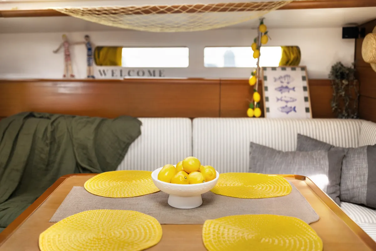 Cabin on Lemon, a Jeanneau Sun Odyssey 469 sailboat at Preveza, Greece