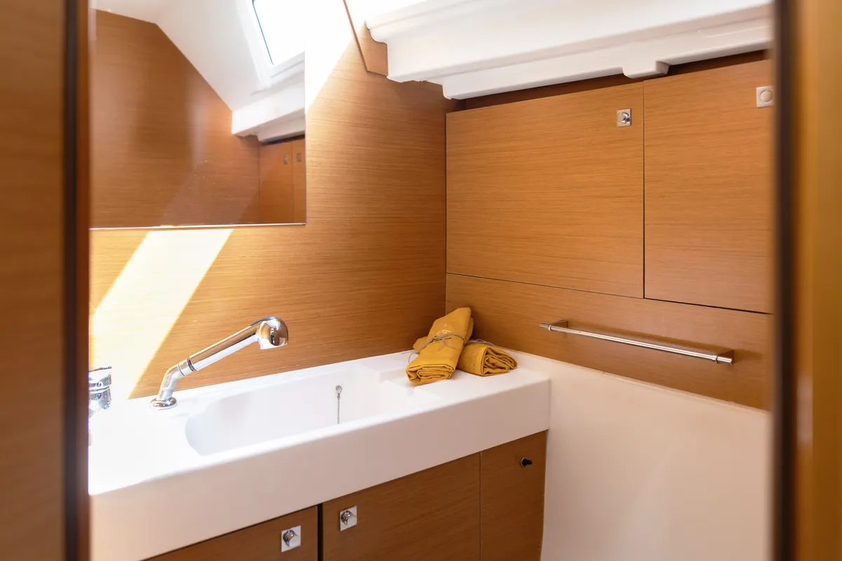 Salon of Lemon, a Jeanneau Sun Odyssey 469 sailboat at Preveza, Greece