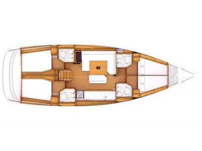 Salon of Lemon, a Jeanneau Sun Odyssey 469 sailboat at Preveza, Greece