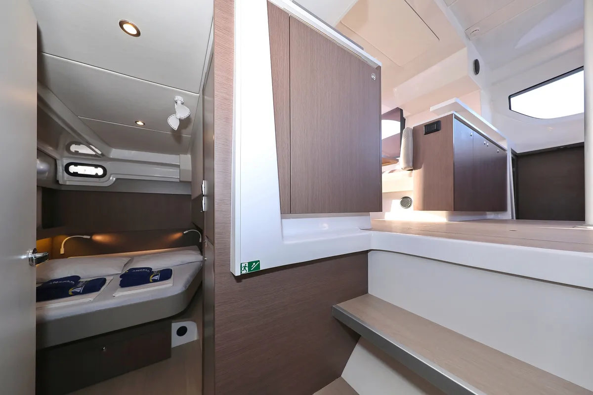 Salon of Gonggong, a Bali Catspace catamaran at Grad Trogir, Croatia