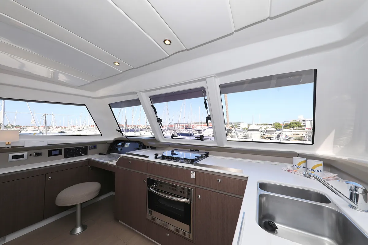 Galley of Gonggong, a Bali Catspace catamaran at Grad Trogir, Croatia