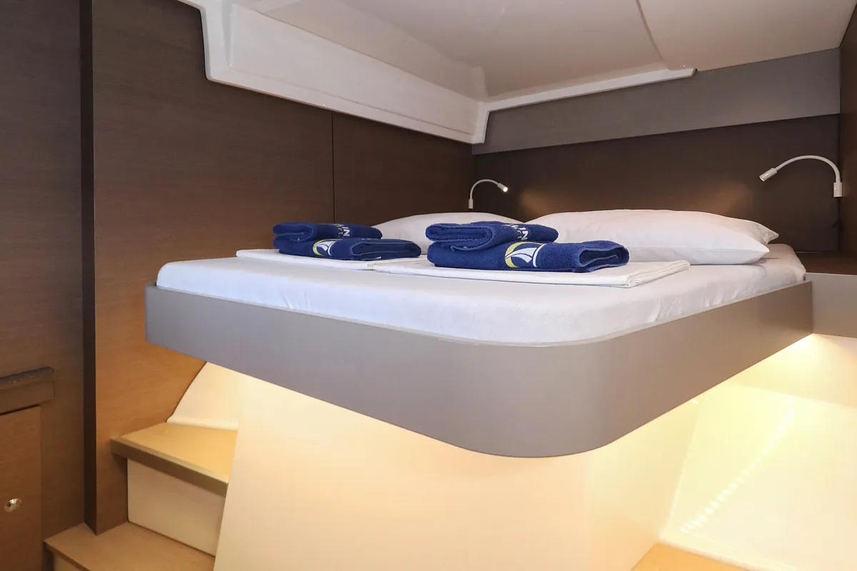 Cabin on Gonggong, a Bali Catspace catamaran at Grad Trogir, Croatia
