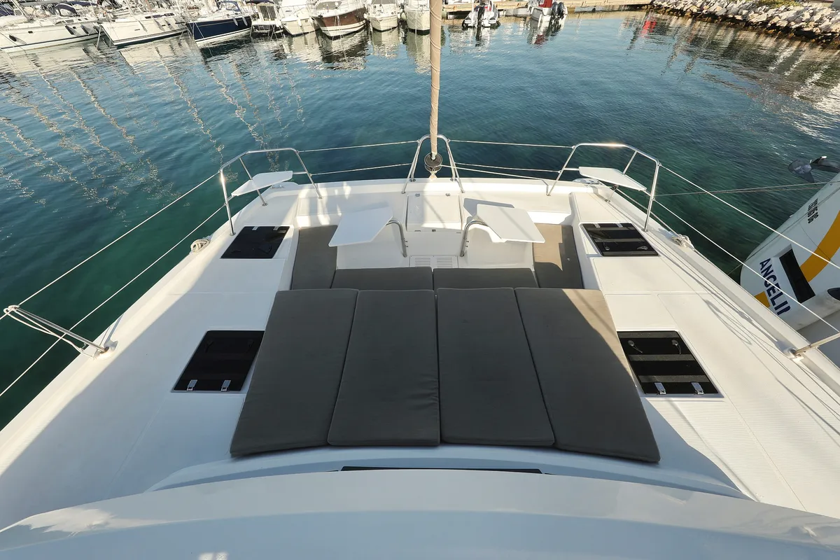 Deck of Gonggong, a Bali Catspace catamaran at Grad Trogir, Croatia
