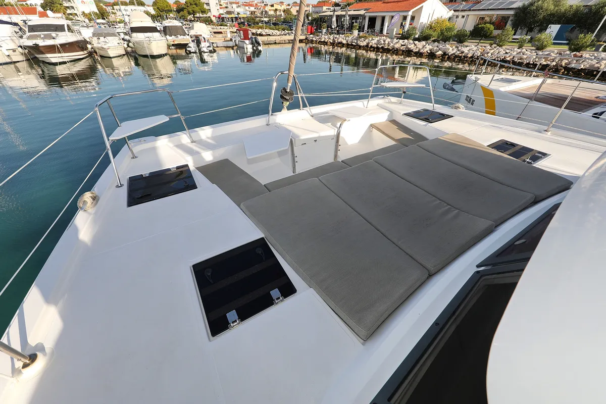 Deck of Gonggong, a Bali Catspace catamaran at Grad Trogir, Croatia