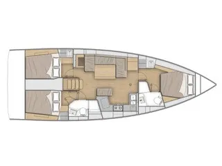 Floor plan of Proteo, a Beneteau Oceanis 40.1 sailboat at Marmaris, Turkey