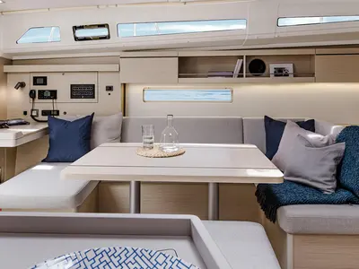 Salon of Proteo, a Beneteau Oceanis 40.1 sailboat at Marmaris, Turkey