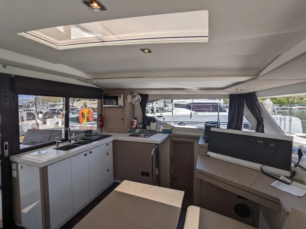 Galley of Hoppy Choppy, a Fountaine Pajot Isla 40 catamaran at Road Town, British Virgin Islands