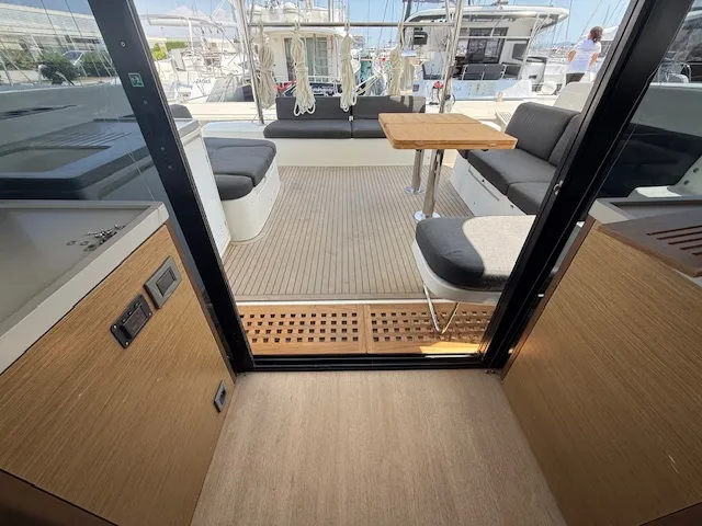 Deck of UGLY DUCK, a Lagoon 50 catamaran at Sukošan, Croatia