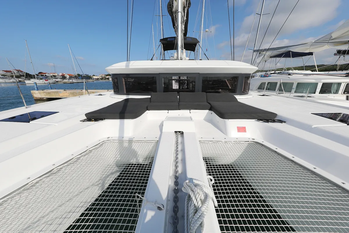 Deck of UGLY DUCK, a Lagoon 50 catamaran at Sukošan, Croatia