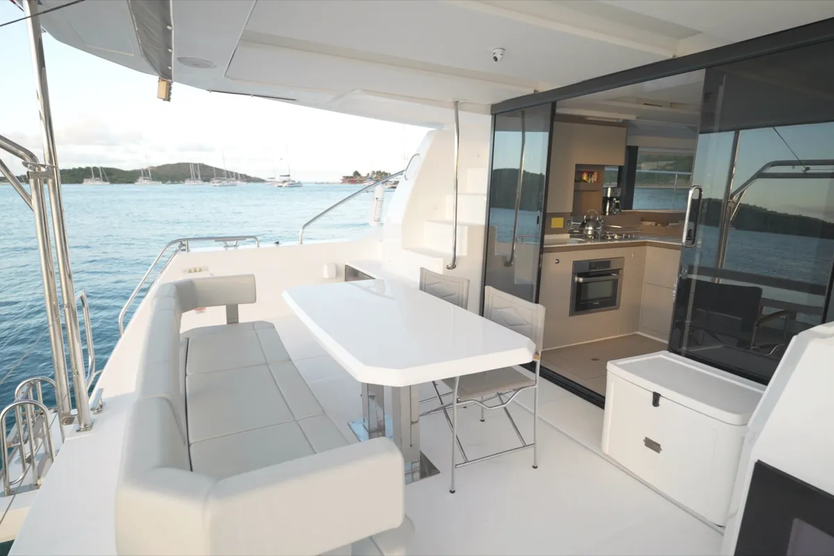 Deck of Moorings 403 PC Exclusive, a Leopard 40 PC catamaran at Road Town, British Virgin Islands